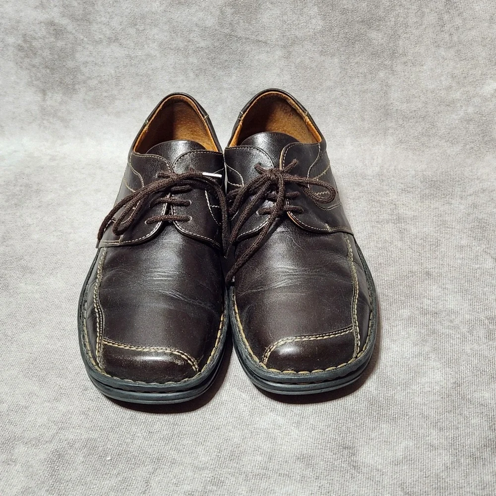 Josef Seibel Brown Leather Lace Up Oxford Shoes Women 39 Square Toe Comfort Flat
